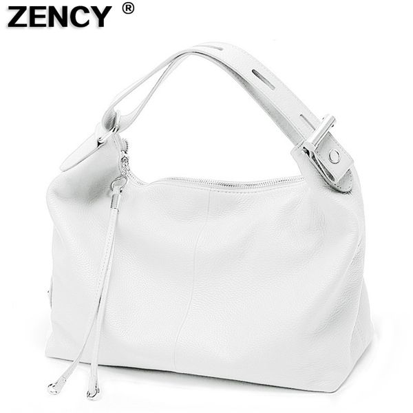 

zency silver hardware 100% genuine cow leather women handbag extendable handle strap cowhide ladies tote shoulder bags c0121