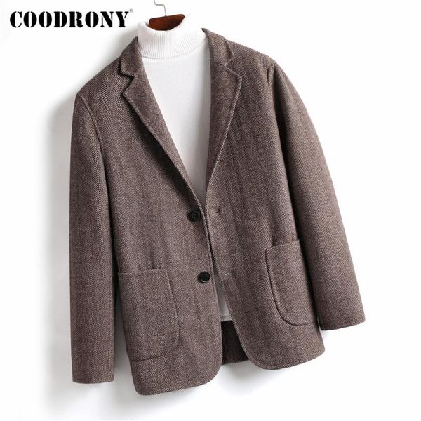 

men's wool & blends coodrony brand mens coat 2021 arrival streetwear fashion korean style jacket winter thick warm soft overcoat men y8, Black