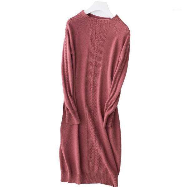 

women dress 2021 new pure cashmere sweater female soft and comfortable o-neck pullovers women fashion long knitted sweater1, White;black