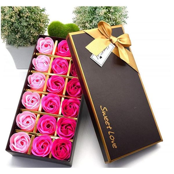

18pcs artificial rose floral bath soap rose flower petals with gift box for birthdays anniversary wedding valentines day