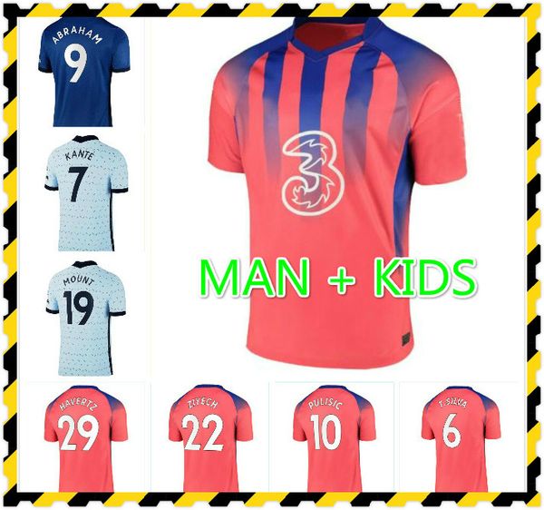 

man kids kit 20/21 abraham pulisic home soccer jersey 2020 away willian kante ziyech soccer shirt giroud mount lampard football uniform, Black;yellow