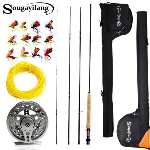 

sougayialng 2.7m #5/6 fishing rod set 4 section rod and reel combo with fishing lure line bag set tackle