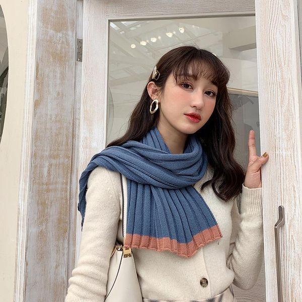 

matching horizontal stripe scarf women fashionable net same winter warm luxury scarf sjaal winter women cachecol, Blue;gray
