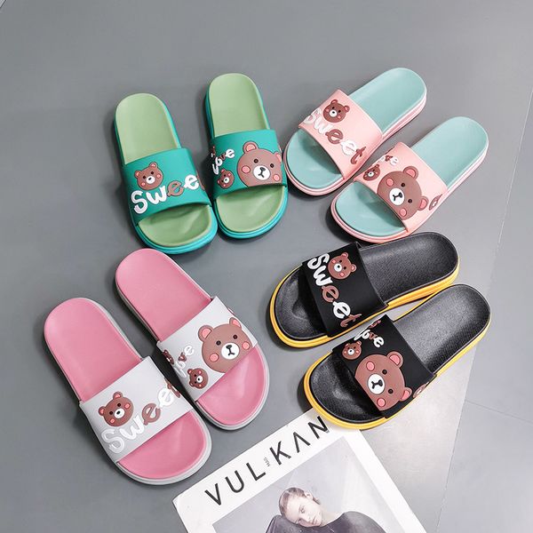 

woman slippers summer shoes cute bear slippers 2020 indoor silent anti-skid deodorant soft women outdoor flat beach slides x1020, Black