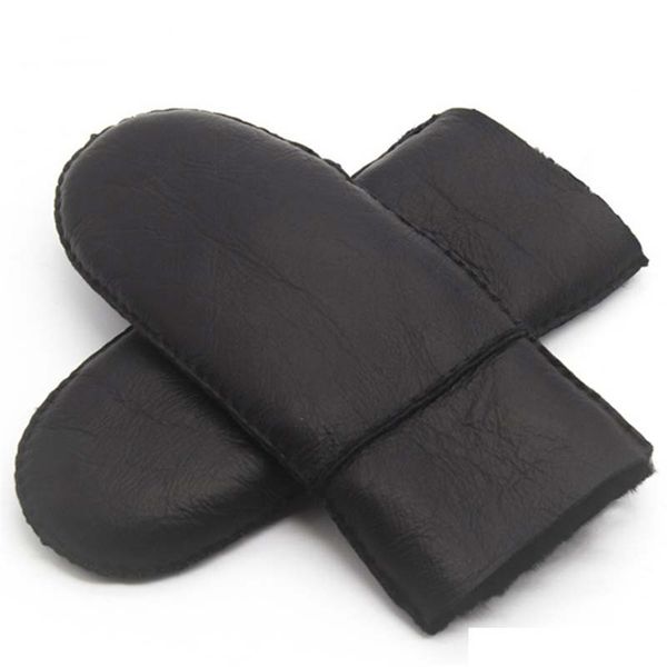 

fashion winter women real leather gloves wool fur -25 warm gloves lovely female sheepskin leather mittens 201223, Blue;gray