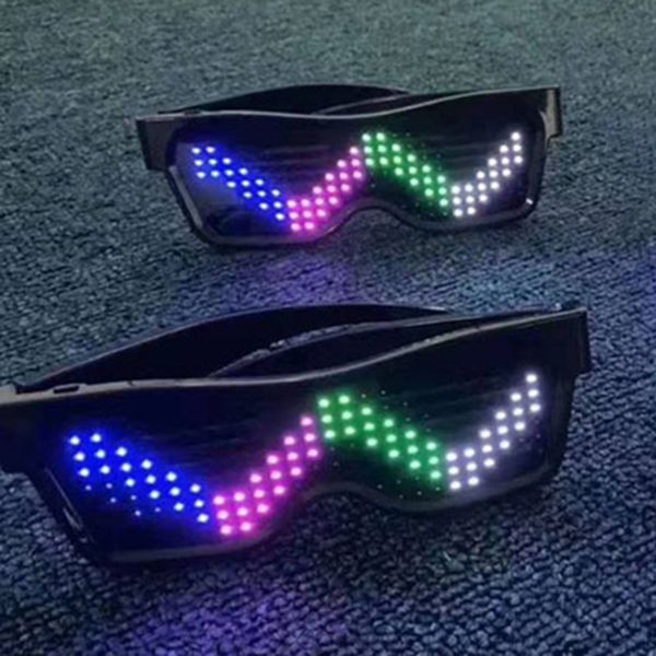 

bluetooth control application editable text diy flashing usb led glasses bright light party festival glow sunglasses