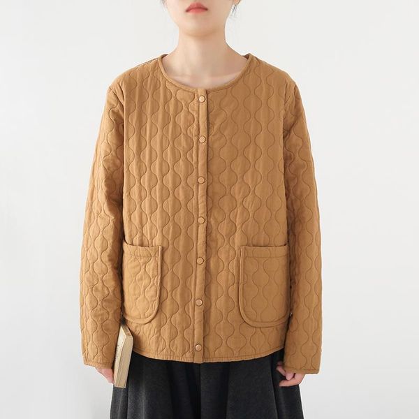 

2020 зима новый новый японский стиль женское хлопковое пальто женское причинное круглая шере одна кнопка большой размер теплый твердый парка, Black;brown