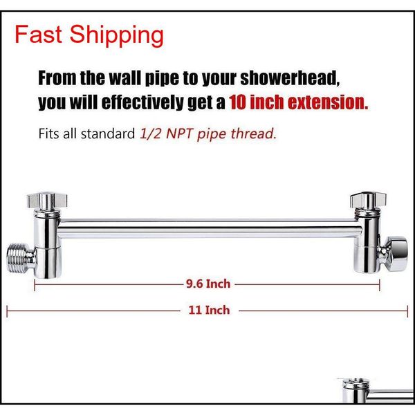 

solid brass chrome 10 inch shower head combo adjustable height shower arm mount extension qyluea new_dhbest