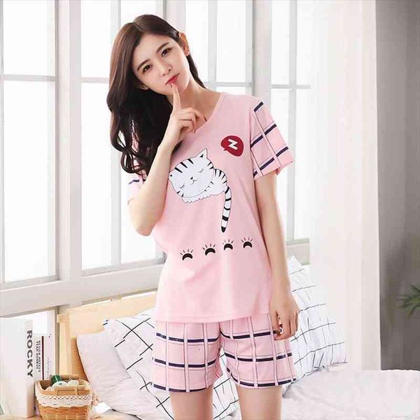 

pyjama short sleeve pajamas set homewear pajamas comfortable girl summer female cute pijamas women sleepwear lovely home suits, Black;red