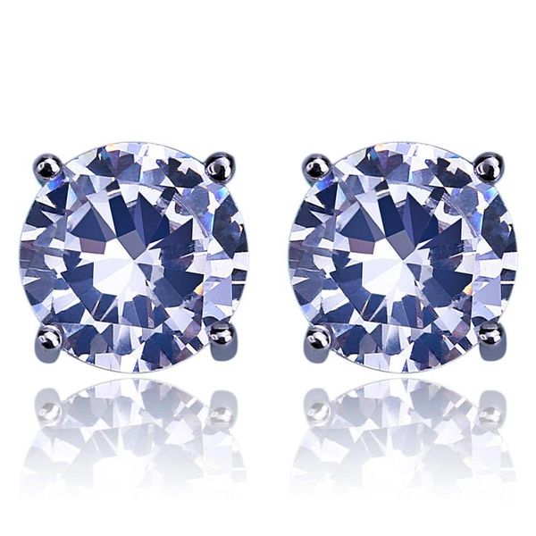 

4mm 6mm 8mm hip hop gold plated round full cz stud earring of mens womens stud earrings with zircon stone wo jllklv yy_dhhome, Golden