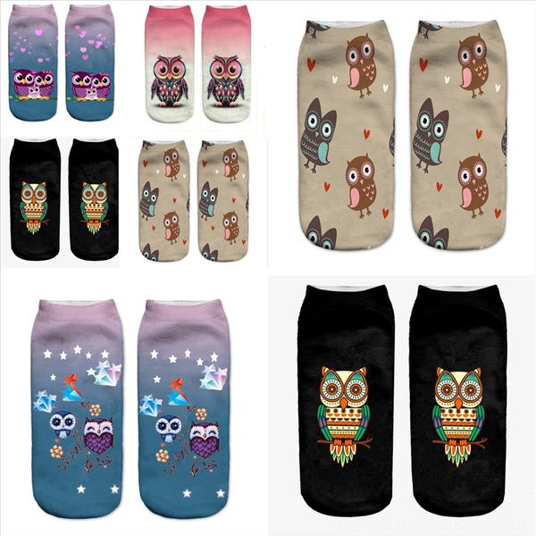 

zhi2b spring owl and sock with rubber sole floor boat summer new animal print men's sockssockscolored stripes cotton angel men's s, Black