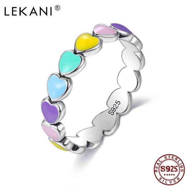 

band lekani wedding engagement ring sterling silver 925 jewelry stackable rainbow heart finger rings for women romantic presents