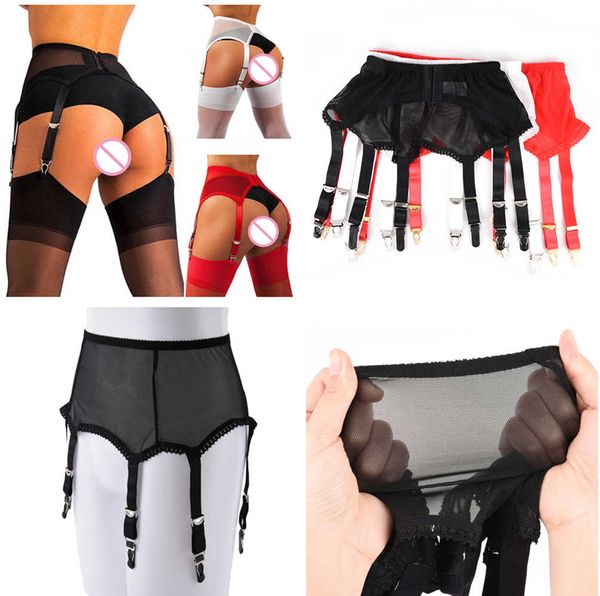 

1pcs garter punk goth women suspender belt sheer thigh high exotic lingerie garters for stockings pantyhose, Black;white