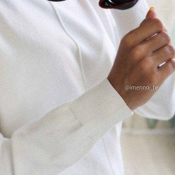 

gigogou women basic sweater autumn winter o neck pullovers long sleeve solid female jumper flat knitted christmas sweater1, White;black