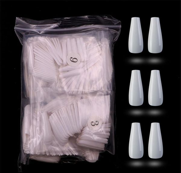 

500pcs/pack fake nail artificial press on long ballerina clear natural white false coffin nails art tips full wmtwxv xhqhlady, Red;gold