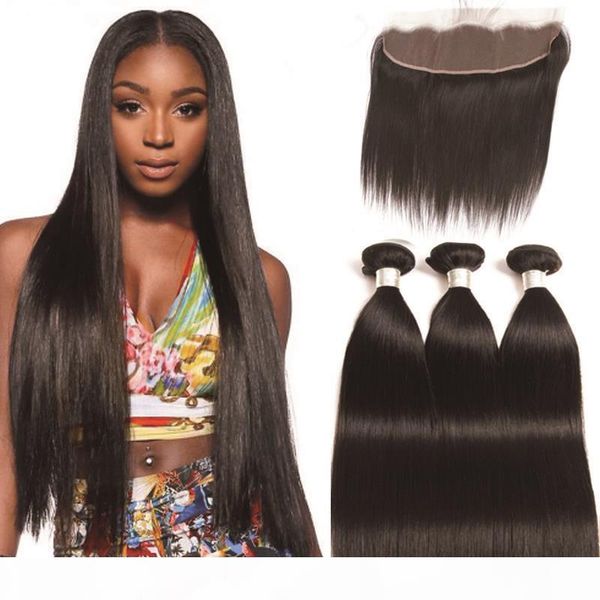 

selling human hair 3 bundles with lace frontal 13*4 brazilian virgin human hair for halloween, Black;brown