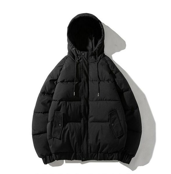 

2020 new men's coat winter zipper hooded jacket cotton padded coat slim fit fashion thicken warm outwear tracksuit, Black