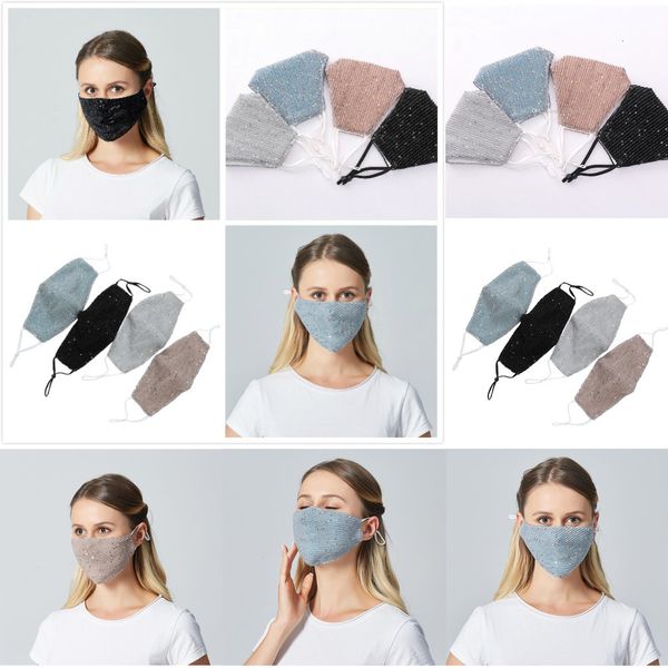 

protection sequin mouth masks face respirator anti dust mouth mask breathable washable reusable face masks1xf