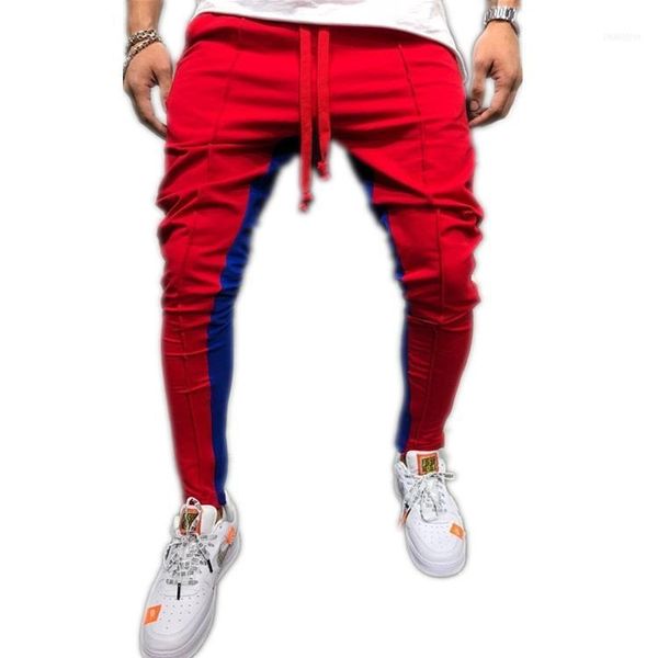 

casual slim fit jogger elastic stripes men pants11, Black