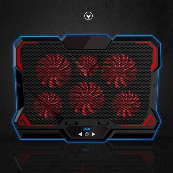 

lapcooler pad six fans led screen cooing holder stand gaming/working notebook mat