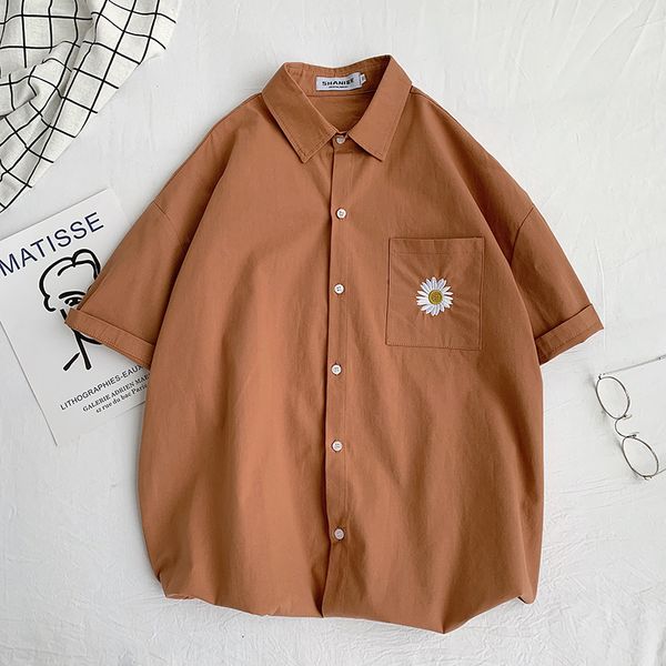 

2021 new casual solid of cotton men flowers harajuku japanese shirt will see short sleeve sweater classic male fashion 9zcw ecbn, White;black