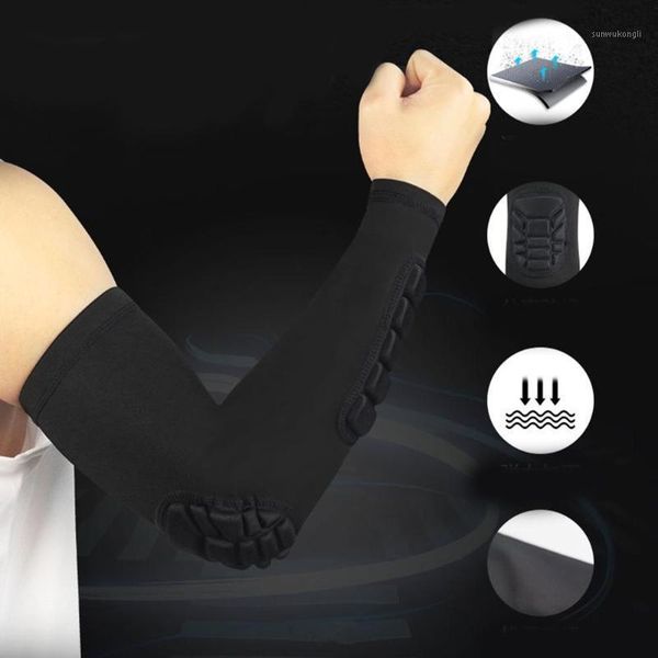 

elbow support crashproof elastic basketball sports arm sleeve pad protector pad absorb sweat sport arm sleeve elbow brace1, Black;gray