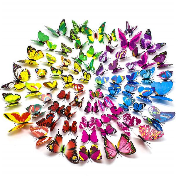 

12pcs 3d butterfly wall pvc removable diy art decor magnets and glue sticker for nursery classroom kids girl boy bedroom