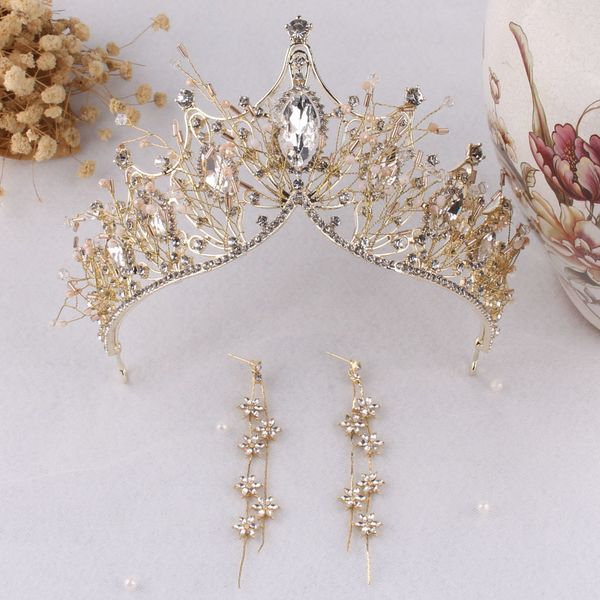 

matmosphere bridal three piece new set 2020 crown korean necklace earrings wedding dress accessories k, Silver