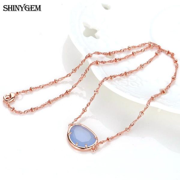 

pendant necklaces shinygem irregular crystal faceted round gems birthstone rose gold chain for women, Silver