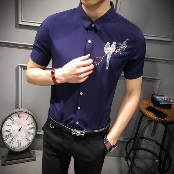 

men's casual shirts 2021 summer fashion brand men clothes slim fit short sleeve shirt cotton social plus size -7xl, White;black