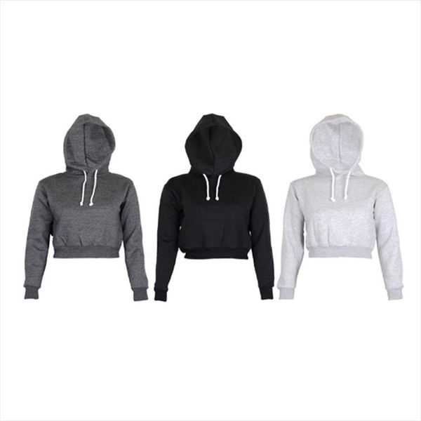 

new casual womens hoodies crop long sleeve hooded pullovers female sweatshirt short hoodies woman hody jacket, Black