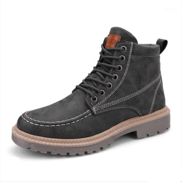 

boots men's autumn and winter high to help fashion trend british style light comfortable pu upper waterproof boots1, Black