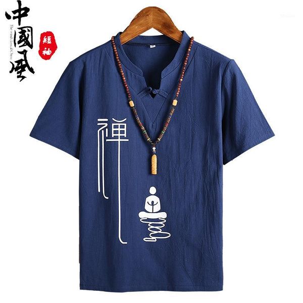 

ethnic clothing men's loose blouse traditional chinese tang suit cheongsam vintage wushu oriental t-shirts linen tee kimono clothe, Red