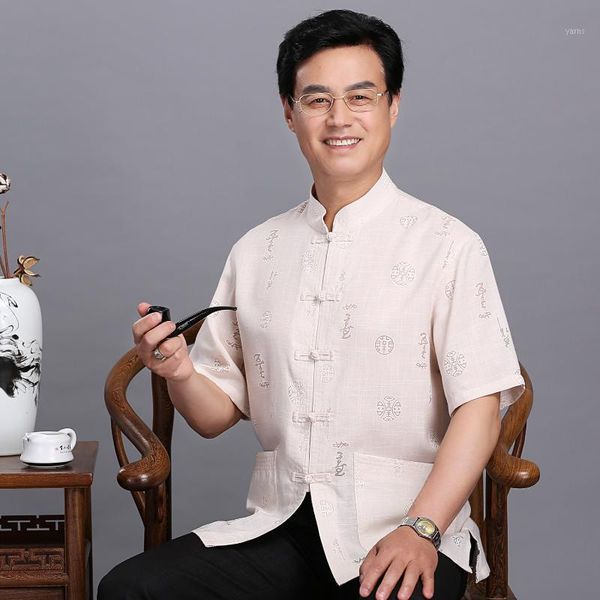 

china gonfu men's summer blouses baggy shirt cotton linen solid color shirts coat linen shirt men brief breathable1, White;black