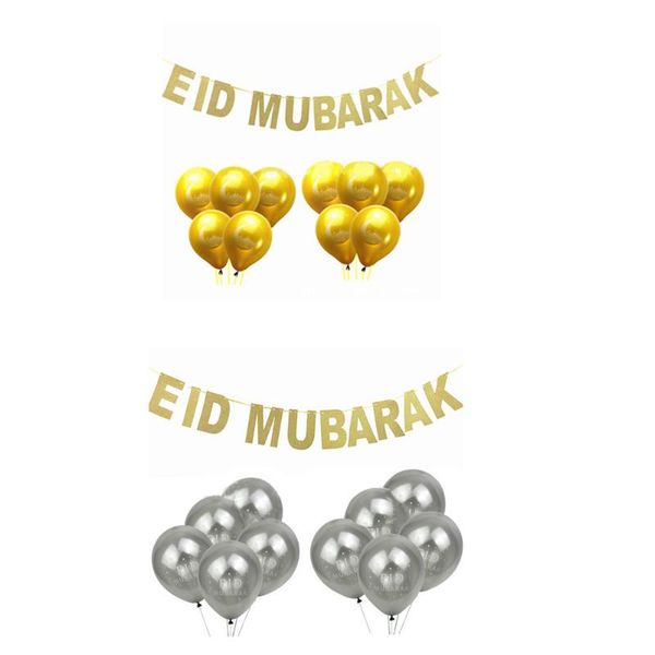 

eid mubarak banner glitter and eid balloon festival bunting muslim decoration party favor 2
