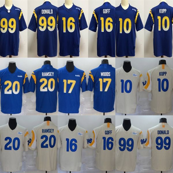 

2020 мужские 10 kupp 99 дональд 16 goff 17 леса 20 ramsey трикотажные изделия футбола пользовательские, Black