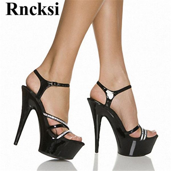 

sandals rncksi women shoes 15cm high heel pole dance platforms star model night club party wedding dress, Black