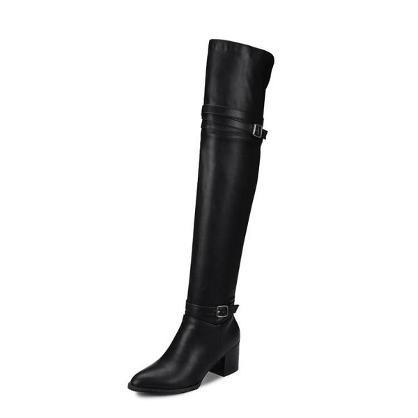 

women's rubber boots booties ladies pointe shoes thigh high heels high rain pointy stiletto over-the-knee, Black
