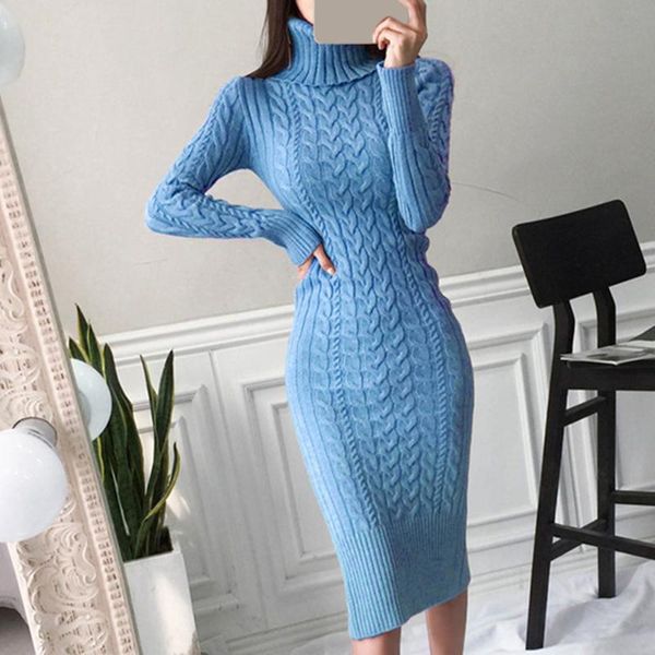 

winter women knitted warm dress casual turtleneck street criss cross dress new female autumn pencil dresses, Black;gray