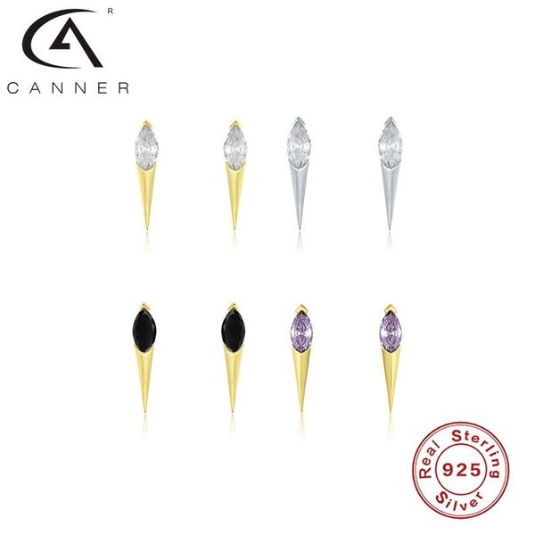

stud canner earrings for women s925 sterling silver piercing horse's eye diamond rivets korean fine jewelry pendientes, Golden;silver