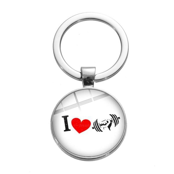 

i love gymnastics revolving keychain keep calm and love gym red heart p glass crystal key ring sports lovers trinkets, Silver