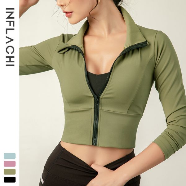 

yoga outfits jacket sports coat gym clothes women slim fit elastic suit zipper outdoor running fitness leisure long sleeve shirt, White;red