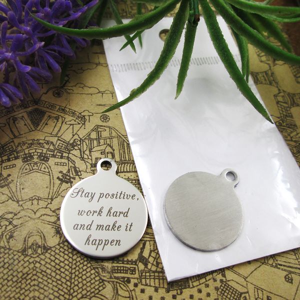 

40pcs--"stay positive, work hard and make it happen"stainless steel charms more style for choosing diy charms pendants for necklac, Bronze;silver