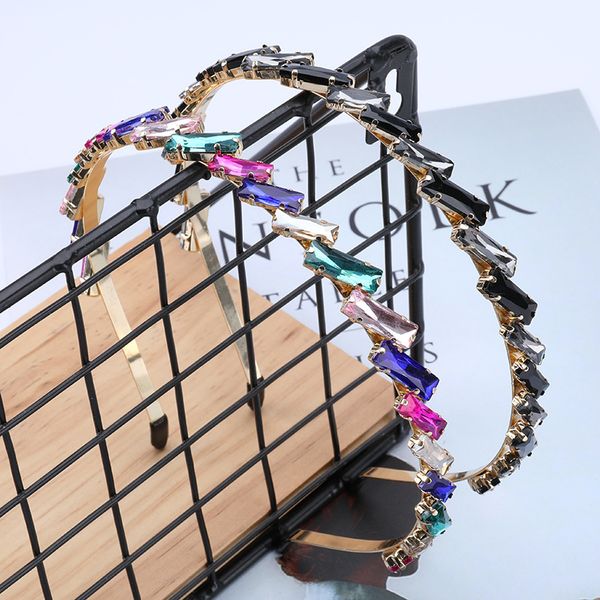 

crystal gem baroque headbands for women hair accessories colorful stones headband for girls hairbands head wrap, Golden;silver