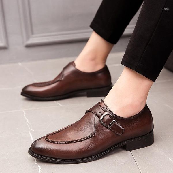 

large size 46 pu leather formal shoes men british style buckle black,brown color man casual shoes round toe footwear 2020 new1