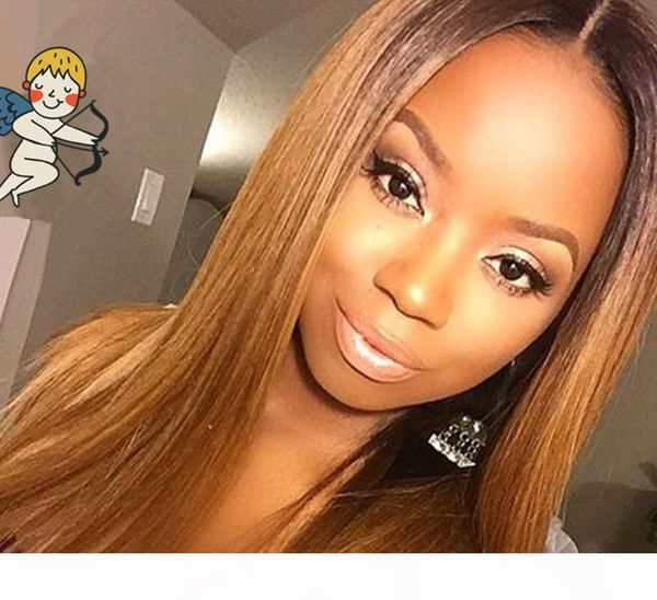 

pre plucked 150%density honey blonde 1bt27 lace front human hair wigs straight remy virgin wig for black women, Black;brown