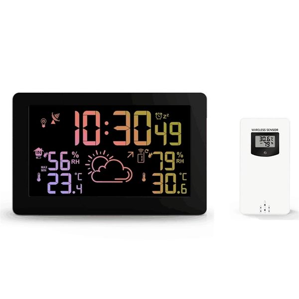 Protmex PT3378A Drahtlose Wetterstation Temperatur-Feuchtigkeitssensor Buntes LCD-Display Wettervorhersage RCC-Uhr In/Outdoor LJ201212