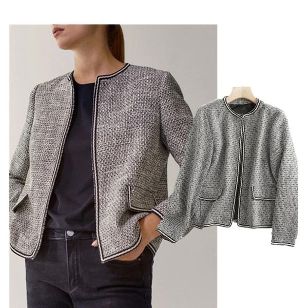 

women's jackets withered 2021 winter jacket women casaco feminino jaqueta feminina england style vintage fashion tweed knitted, Black;brown