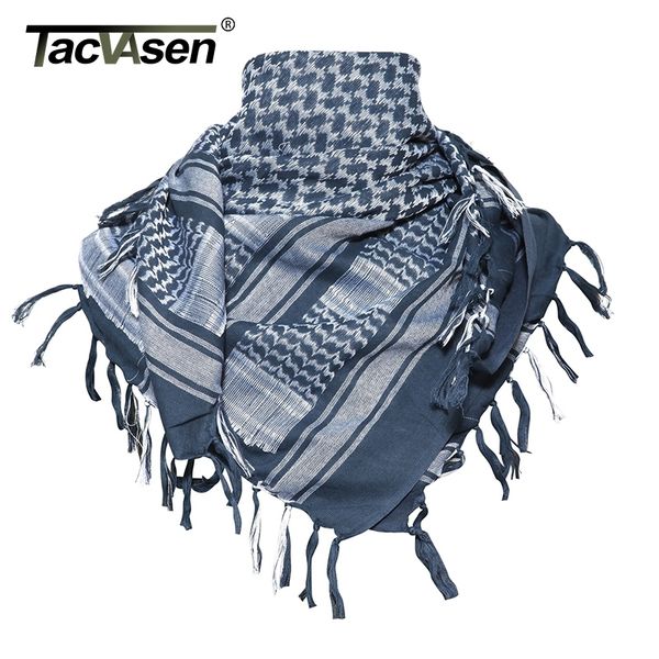 

tacvasen men military shemagh scarf tactical arab keffiyeh scarf arabic cotton paintball camouflage head scarf airsoft face mask y200110, Blue;gray