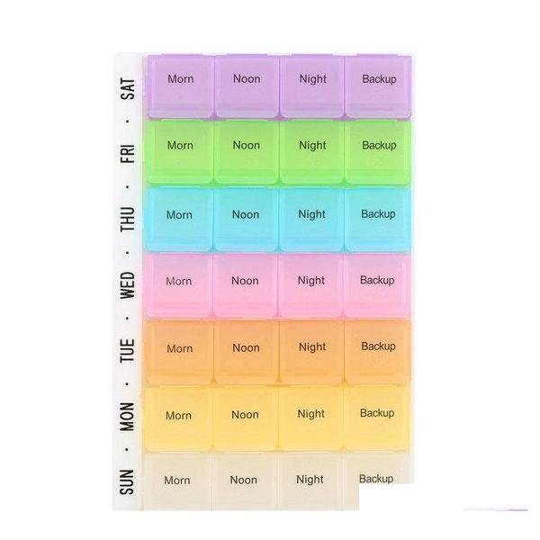 

28 compartments 7 day pill medicine tablet pillbox dispenser organizer case with 28 compartments pill box multicolor container for x3ty2